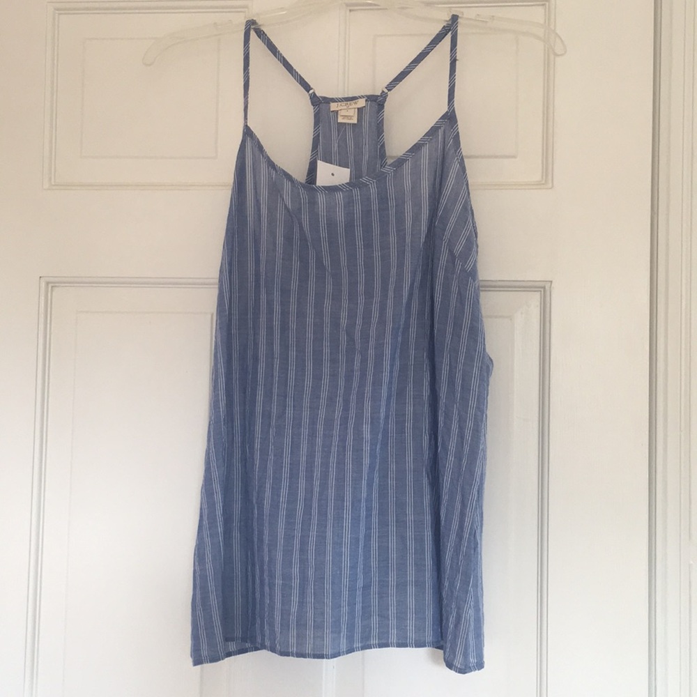 NWT J. Crew Blue & White Racer Back Tank size:4